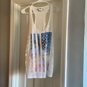 PINK 4th of July sequin razor back tank top